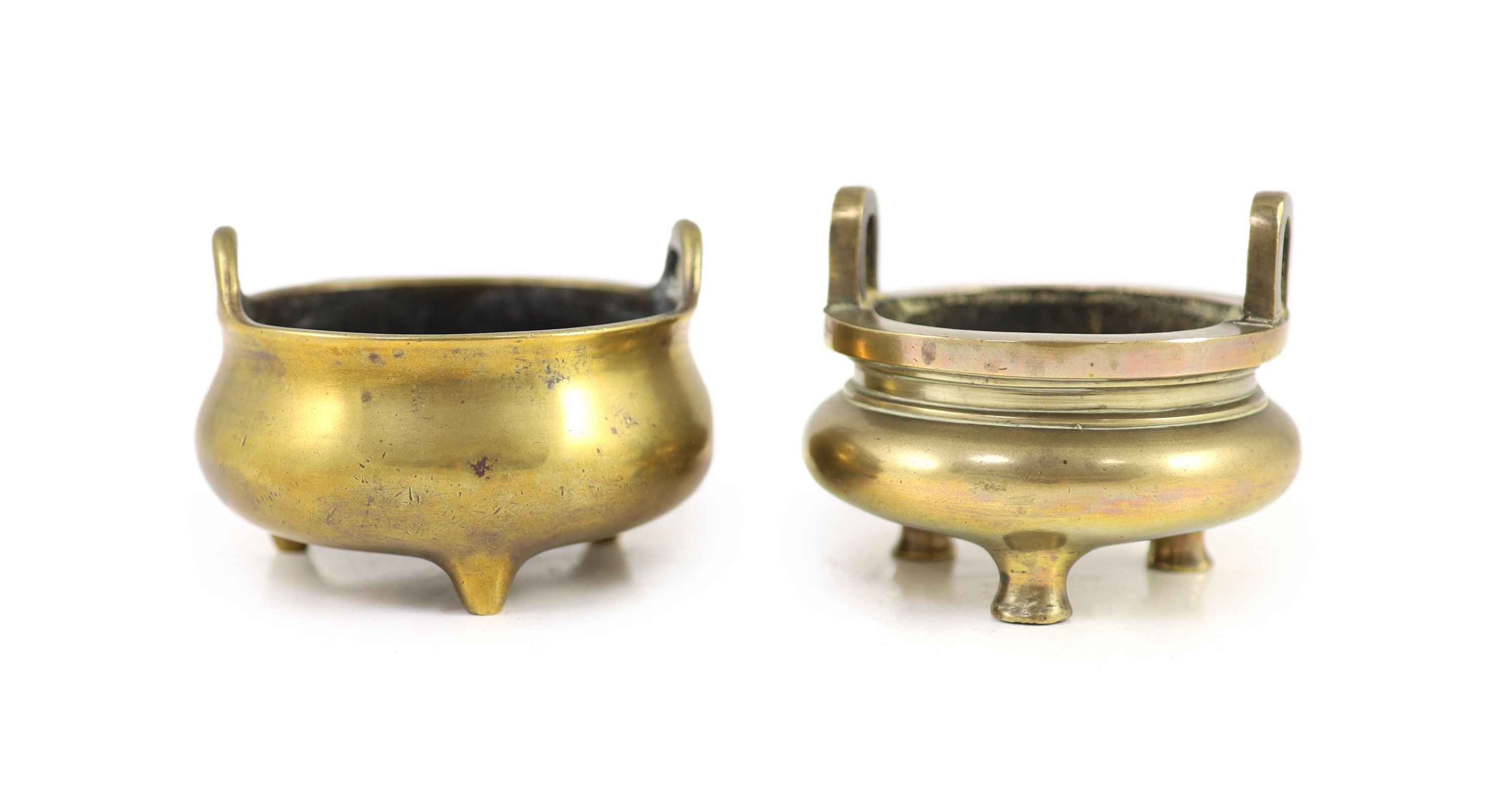 Two Chinese bronze tripod censers, 18th and 19th century